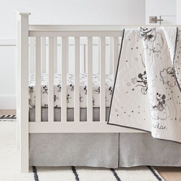 Pottery Barn Kids Other - Pottery Barn Kids Grey Linen Crib Skirt/Changing Pad Cover